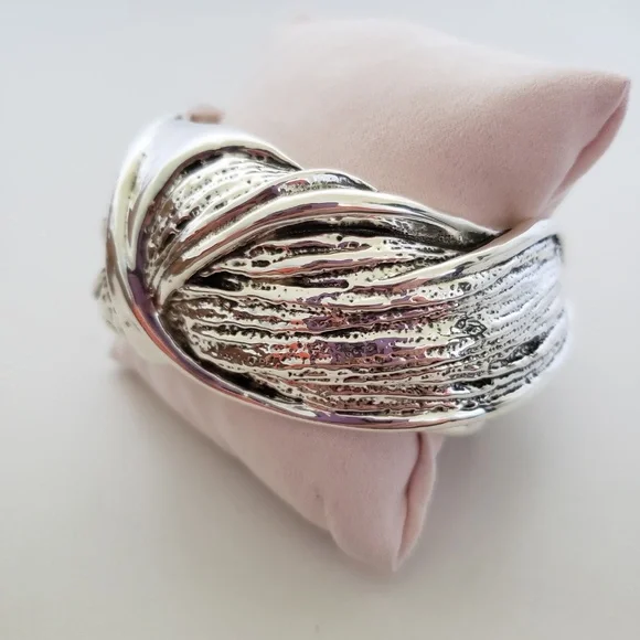 Shablool 925 Sterling Silver Textured Bangle Bracelet 8.25" - Picture 7 of 11